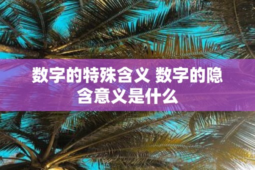 数字的特殊含义 数字的隐含意义是什么