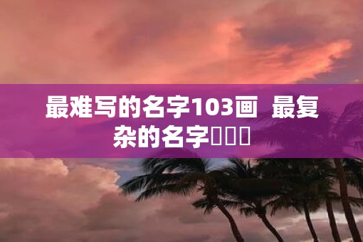 最难写的名字103画  最复杂的名字龘齉齾