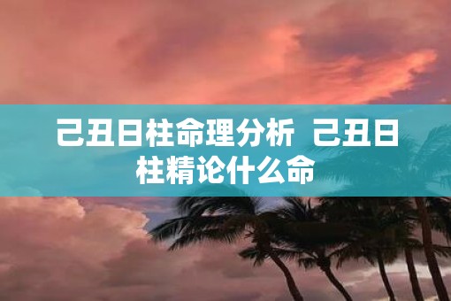 己丑日柱命理分析  己丑日柱精论什么命