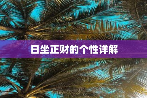 日坐正财的个性详解