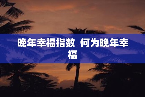 晚年幸福指数  何为晚年幸福