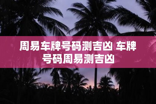 周易车牌号码测吉凶 车牌号码周易测吉凶