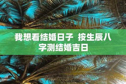 我想看结婚日子  按生辰八字测结婚吉日