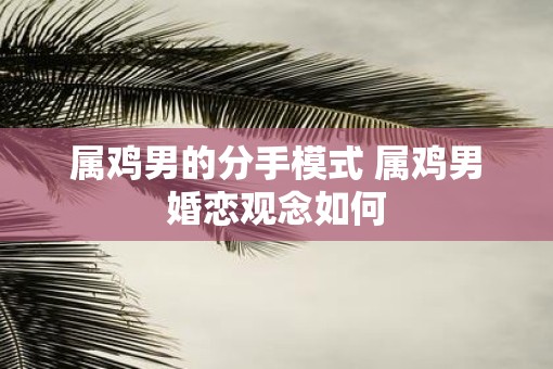 属鸡男的分手模式 属鸡男婚恋观念如何