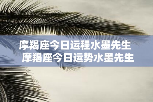 摩羯座今日运程水墨先生  摩羯座今日运势水墨先生