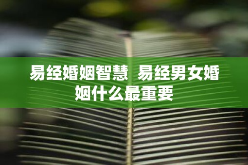 易经婚姻智慧  易经男女婚姻什么最重要