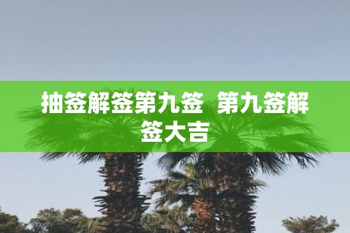 抽签解签第九签  第九签解签大吉
