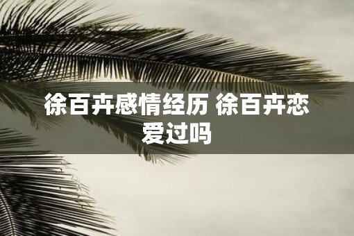 徐百卉感情经历 徐百卉恋爱过吗