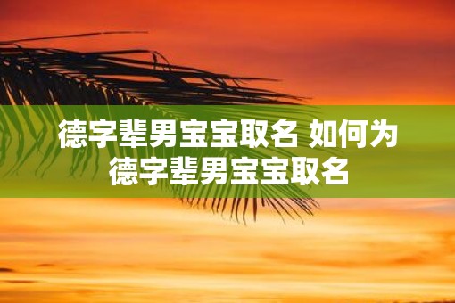 德字辈男宝宝取名 如何为德字辈男宝宝取名 德字辈男宝宝取名 如何为德字辈男宝宝取名