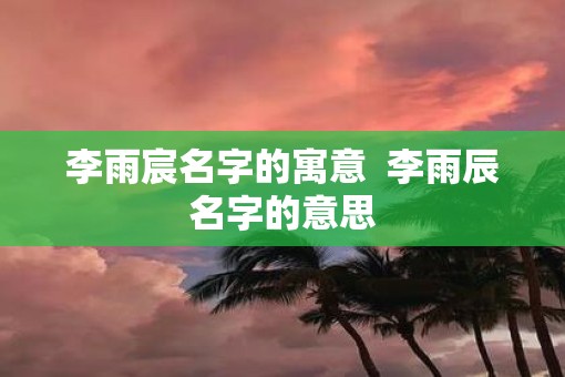 李雨宸名字的寓意  李雨辰名字的意思