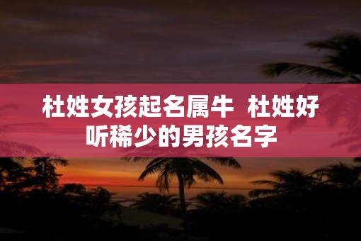 杜姓女孩起名属牛  杜姓好听稀少的男孩名字