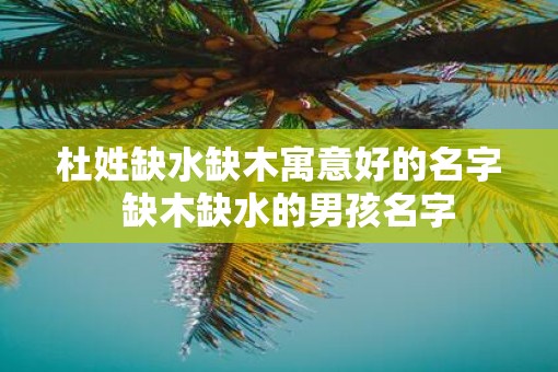 杜姓缺水缺木寓意好的名字  缺木缺水的男孩名字