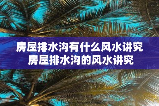 房屋排水沟有什么风水讲究 房屋排水沟的风水讲究