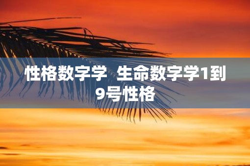 性格数字学  生命数字学1到9号性格