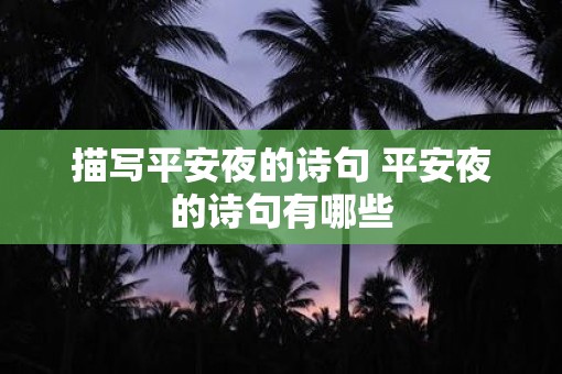描写平安夜的诗句 平安夜的诗句有哪些