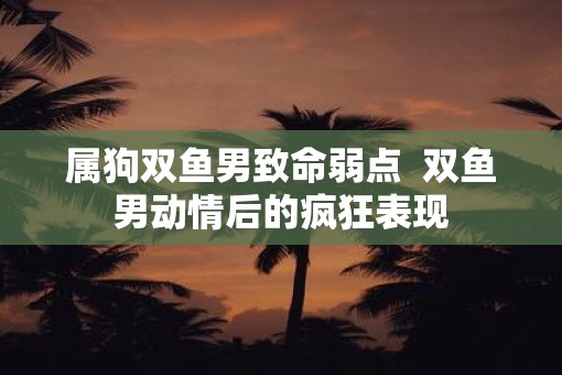 属狗双鱼男致命弱点  双鱼男动情后的疯狂表现