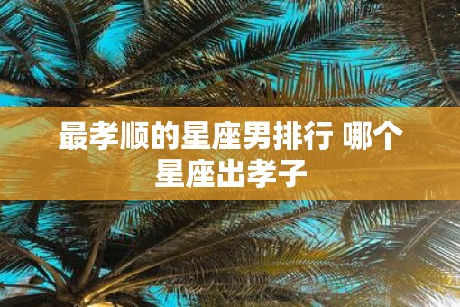 最孝顺的星座男排行 哪个星座出孝子