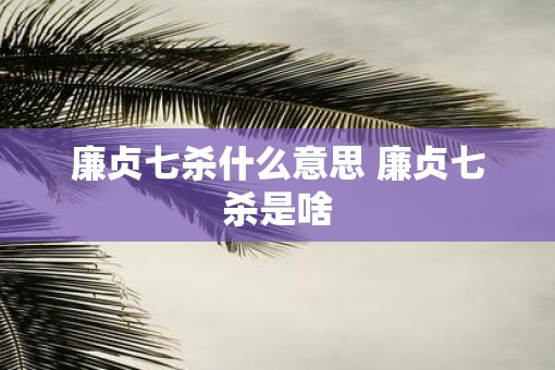 廉贞七杀什么意思 廉贞七杀是啥