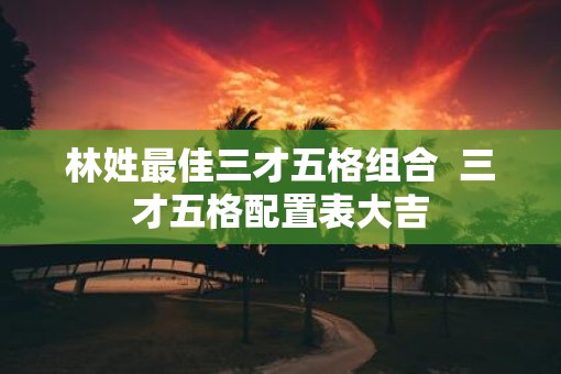 林姓最佳三才五格组合  三才五格配置表大吉
