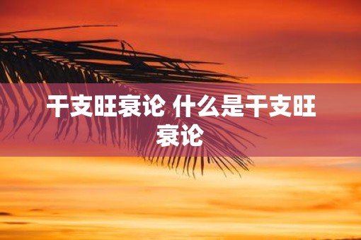 干支旺衰论 什么是干支旺衰论