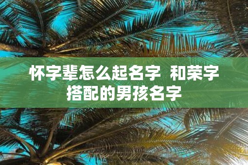 怀字辈怎么起名字  和荣字搭配的男孩名字