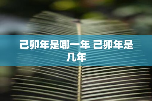 己卯年是哪一年 己卯年是几年