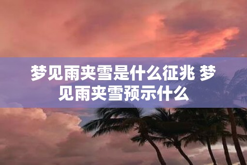 梦见雨夹雪是什么征兆 梦见雨夹雪预示什么