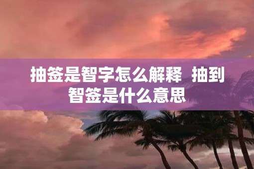 抽签是智字怎么解释 抽到智签是什么意思 抽签是智字怎么解释 抽到智签是什么意思