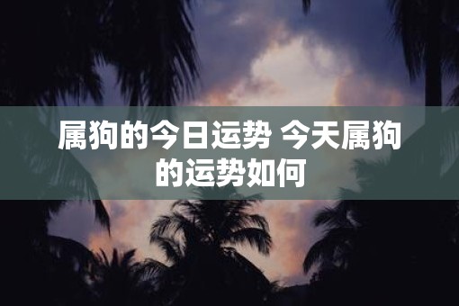 属狗的今日运势 今天属狗的运势如何