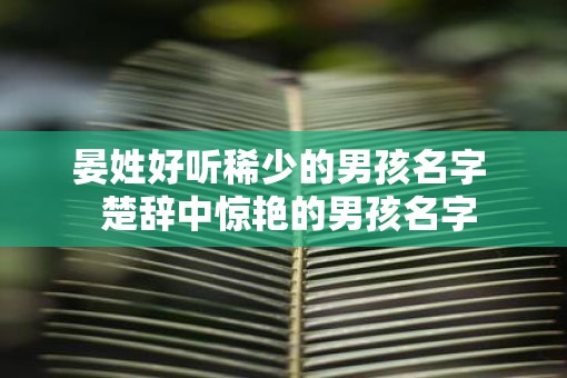晏姓好听稀少的男孩名字  楚辞中惊艳的男孩名字