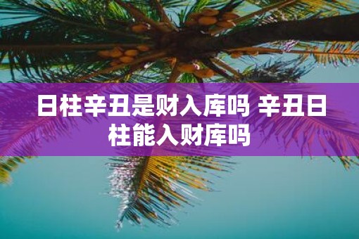 日柱辛丑是财入库吗 辛丑日柱能入财库吗