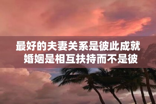 最好的夫妻关系是彼此成就  婚姻是相互扶持而不是彼此消耗