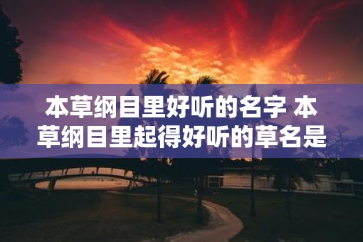 本草纲目里好听的名字 本草纲目里起得好听的草名是什么