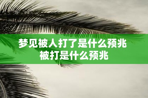 梦见被人打了是什么预兆 被打是什么预兆