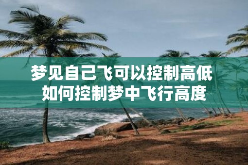 梦见自己飞可以控制高低 如何控制梦中飞行高度