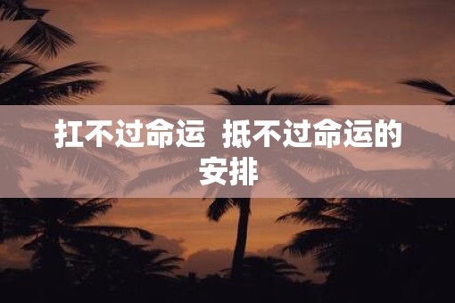 扛不过命运  抵不过命运的安排