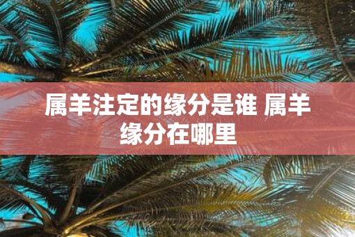 属羊注定的缘分是谁 属羊缘分在哪里