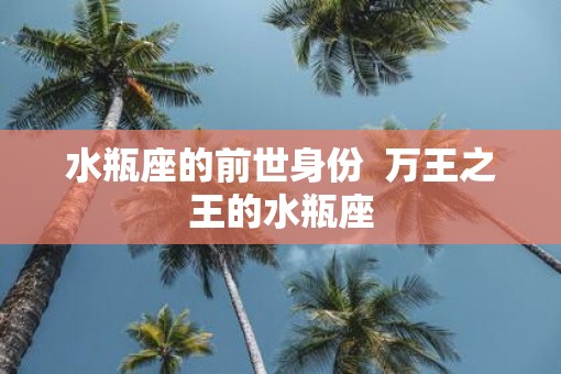 水瓶座的前世身份  万王之王的水瓶座