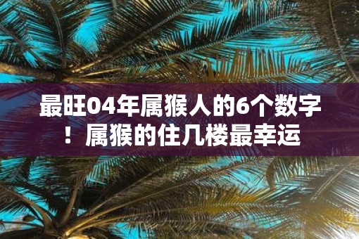 最旺04年属猴人的6个数字！属猴的住几楼最幸运