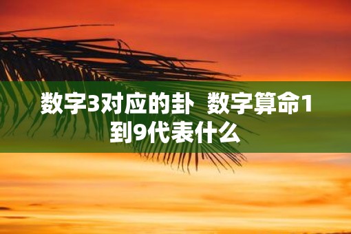 数字3对应的卦  数字算命1到9代表什么