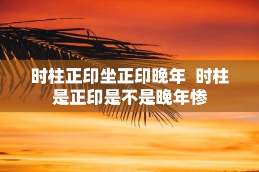 时柱正印坐正印晚年  时柱是正印是不是晚年惨