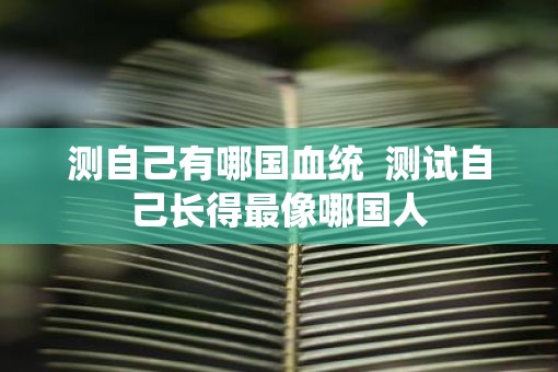 测自己有哪国血统  测试自己长得最像哪国人