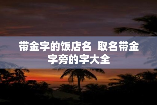 带金字的饭店名  取名带金字旁的字大全