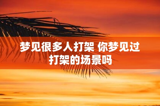 梦见很多人打架 你梦见过打架的场景吗