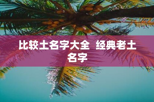 比较土名字大全  经典老土名字