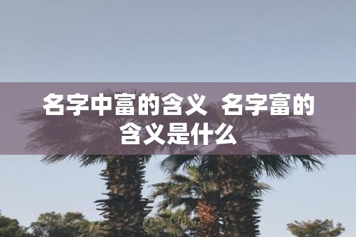 名字中富的含义  名字富的含义是什么