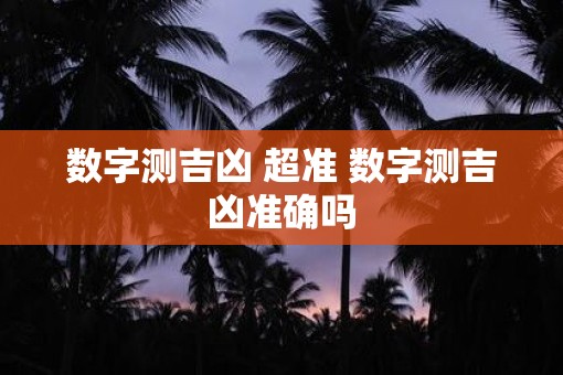 数字测吉凶 超准 数字测吉凶准确吗