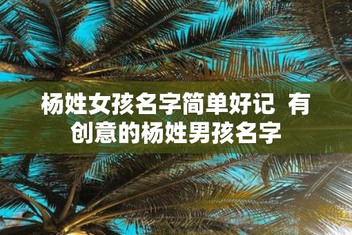 杨姓女孩名字简单好记  有创意的杨姓男孩名字