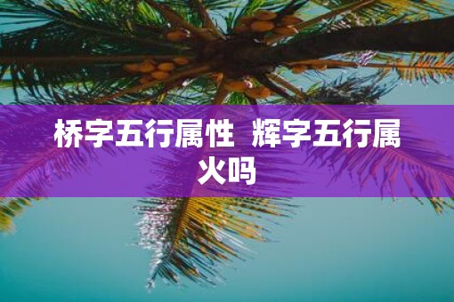 桥字五行属性  辉字五行属火吗
