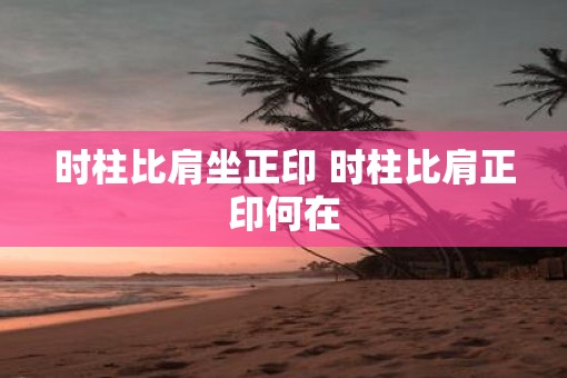 时柱比肩坐正印 时柱比肩正印何在
